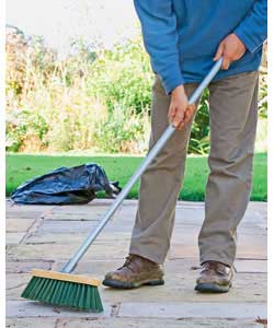 13; green PVC wooden broom with silver colour metal handle.Ideal for sweeping up garden rubbish and 