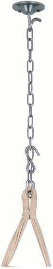 The Gecko is a ball bearing ceiling hook with chain for suspending hanging chairs to the ceiling