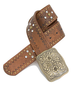Gem Studded Leather Belt