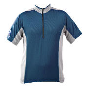 Unbranded Gents Hi Wicking Cycle Jersey Azure/Silver Size Xl
