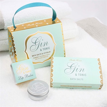 Gin and Tonic Lip Balm and Bath SaltsThis lovely gift set features the ever popular Gin and Tonic Lip Balm and Bath Salts in a fun mini handbag! This is a great little gift for girlfriends, sisters, mothers and adventurous grandmothers. Forget wrappi