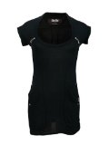 Gio Goi  Era black jersey dress with a scoop neck, zip detail with Gio Goi embossed zip pulls, an i
