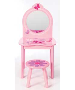 Beautiful vanity unit with matching stool.Perfect for your little princess.Colour: Pink.Made from pa