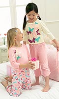 Pack of 2 butterfly print pyjamas with harem style pants. Washable. Cotton