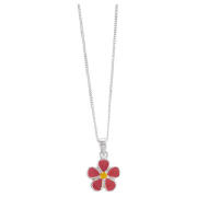 Unbranded Girls Sterling Silver Pink Enamel Flower Pendant