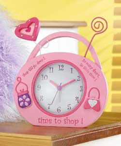 Girls Time to Shop Pink Handbag Clock