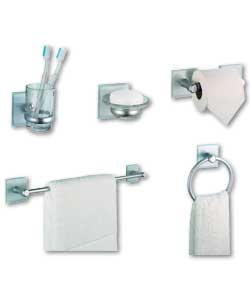 Glass/Chrome 5 Piece Accessory Set