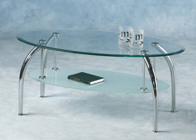 Sophisticated shape with a frosted glass shelf all set on gleaming chrome legs. This item is supplie
