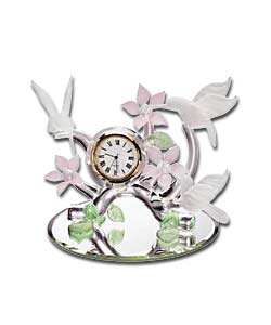 Glass Hummingbird Clock Scene