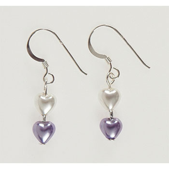 Glass Pearls and Hearts Earrings