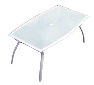 Glass topped aluminium table