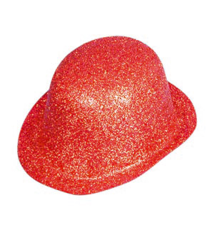 Glitter Bowler hat, red