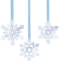 Unbranded Glitter Snowflake Dangling Cut Out with Ribbon