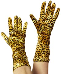 Gloves Leopard Print Velvet 13.5 Inch