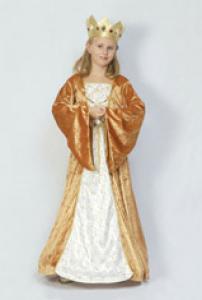 A medieval style queen dress for your special little girl. Costume cosnsists of gold and white dress