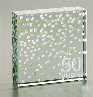 Unbranded Golden Wedding Anniversary - 50 Years - Polished glass keepsake