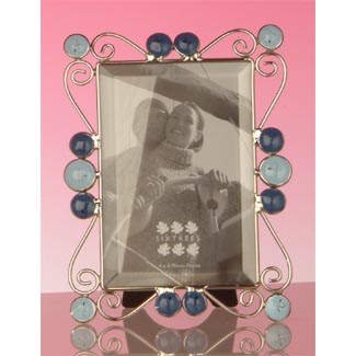 Two tone blue enamel and wire photo frame