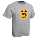 This grey T-shirt features a bold Grease Monkey image screenprinted on the chest.