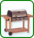 Flat bed gas barbecue on hardwood trolley