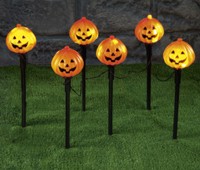 Unbranded Gruesome Horror - 6 Light Up Pumpkin Garden Stakes