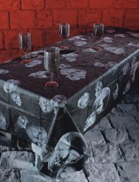 Unbranded Gruesome Horror - Black Tablecloth with Skulls
