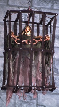 Unbranded Gruesome Horror - Shaking Skeleton in Cage (BO)