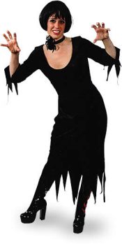 Classic witch dress in a scrummy crushed velvety fabric.  It has a scooped neckline and you can