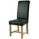 Halo black lush leather rollback dining chair