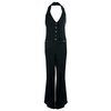 Youll be jumping for joy in this slinky, low back jump-suit. With button fasten halter neck, button 