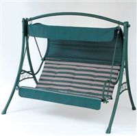 Steel powder coated frame with polyester fabric. Seats 3 people. Size: H186 x L214 x W152cm