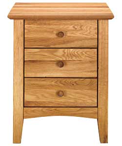 Size (H)57, (W)46, (D)36cm.Solid oak and oak veneer finish with oak finish handles.Drawers have wood