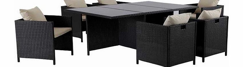 Unbranded Hand-Woven Rattan Effect Cube 6 Seater Patio
