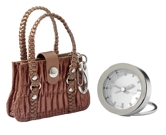 Unbranded Handbag Travel Alarm Clock (Bronze bag)