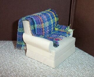 This Lovely Blue Checked 1:12 Scale Wool Throw Blanket is handmade exclusively for us by Sally