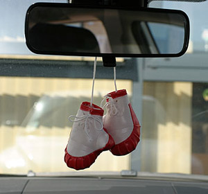 Our mini boxing gloves are great to hang over the car mirror - so much better then flashy dice!!