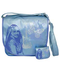 A fashionable record bag and purse set featuring Hannah Montana. For ages 3 years and over.