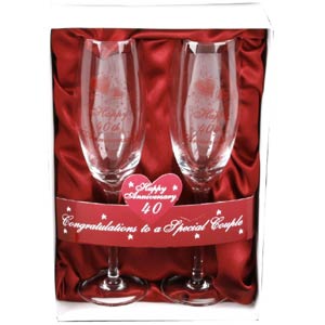 Unbranded Happy 40th Anniversary Champagne Glasses