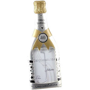 This very unusual and unique Happy 40th Birthday Champagne Bottle Photo Frame is a great gift for th