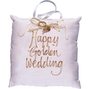 Happy Golden Wedding Hand Painted Silk Pillow