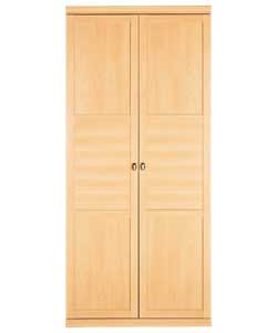 Size (H)197.4, (W)90, (D)51.8cm.Beech finish with silver finish metal handles.1 Hanging rail and 2 s