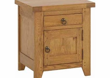 This solid oak one drawer. one door bedside chest of drawers is a sturdy and beautifully finished furniture unit. Shown here in a right hand orientation. it features eyelet catch handles. Part of the Hastings collection Size H50. W40. D62cm. Wood. 1 