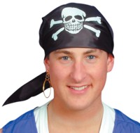 Hat Fabric Pirate Scarf Black with Skull