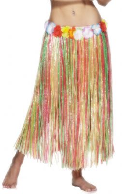 A multi-coloured hawaiian hula skirt with elasticated waist 79cm/31inches long is perfect for any