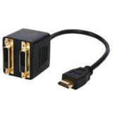 HDMI Male To 2 x DVI Female Gold Adapter
