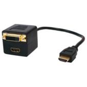 HDMI Male to HDMI And DVI Female Gold Adapter
