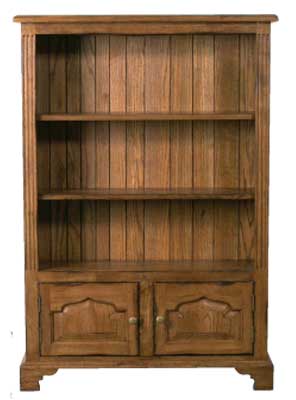 Unbranded HEARTLAND OAK BOOKCASE WITH 2 DOOR CUPBOARD