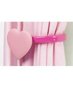 Includes heart finials and holdbacks. Pink painted