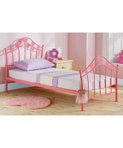 Hearts Single Pink Bed with Sprung Mattress