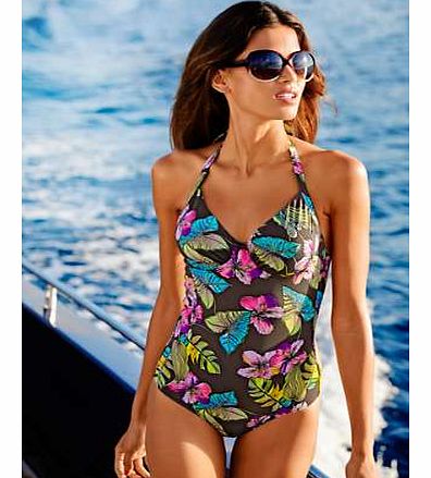 Feminine and practical swimsuit in a pretty floral print. Hatlerneck tie fastening, underwired and fully lined.Heine Swimsuit Features: Washable 90% Polyamide, 10% Elastane Lining: 82% Polyamide, 18% Elastane