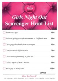 Unbranded Hen Night: Scavenger Hunt List Pk8
